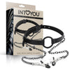 INTOYOU BLACK SHADOW O RING GAG AND NIPPLE CLAMPS VEGAN LEATHER - MYSTIC SEX SHOP