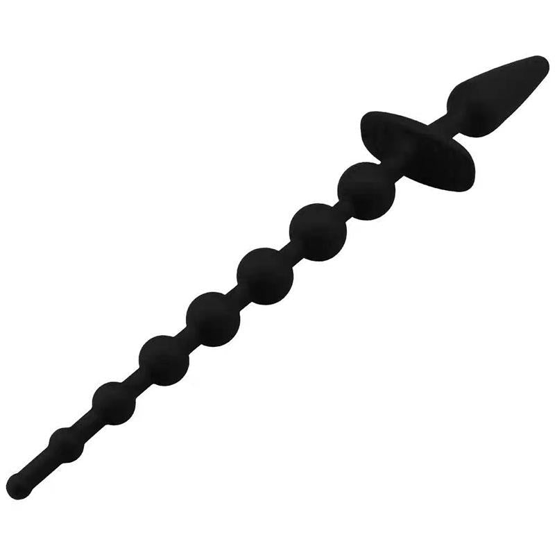 A-GUSTO BUTT PLUG AND ANAL CHAIN SILICONE BLACK - MYSTIC SEX SHOP
